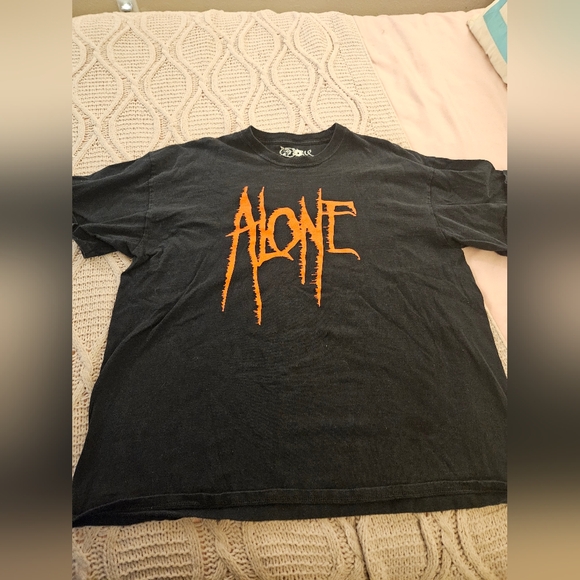 Black T-Shirt with Orange Graphic - Picture 1 of 4